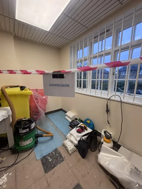 Asbestos floor tile and bitumen removal in Camden Town